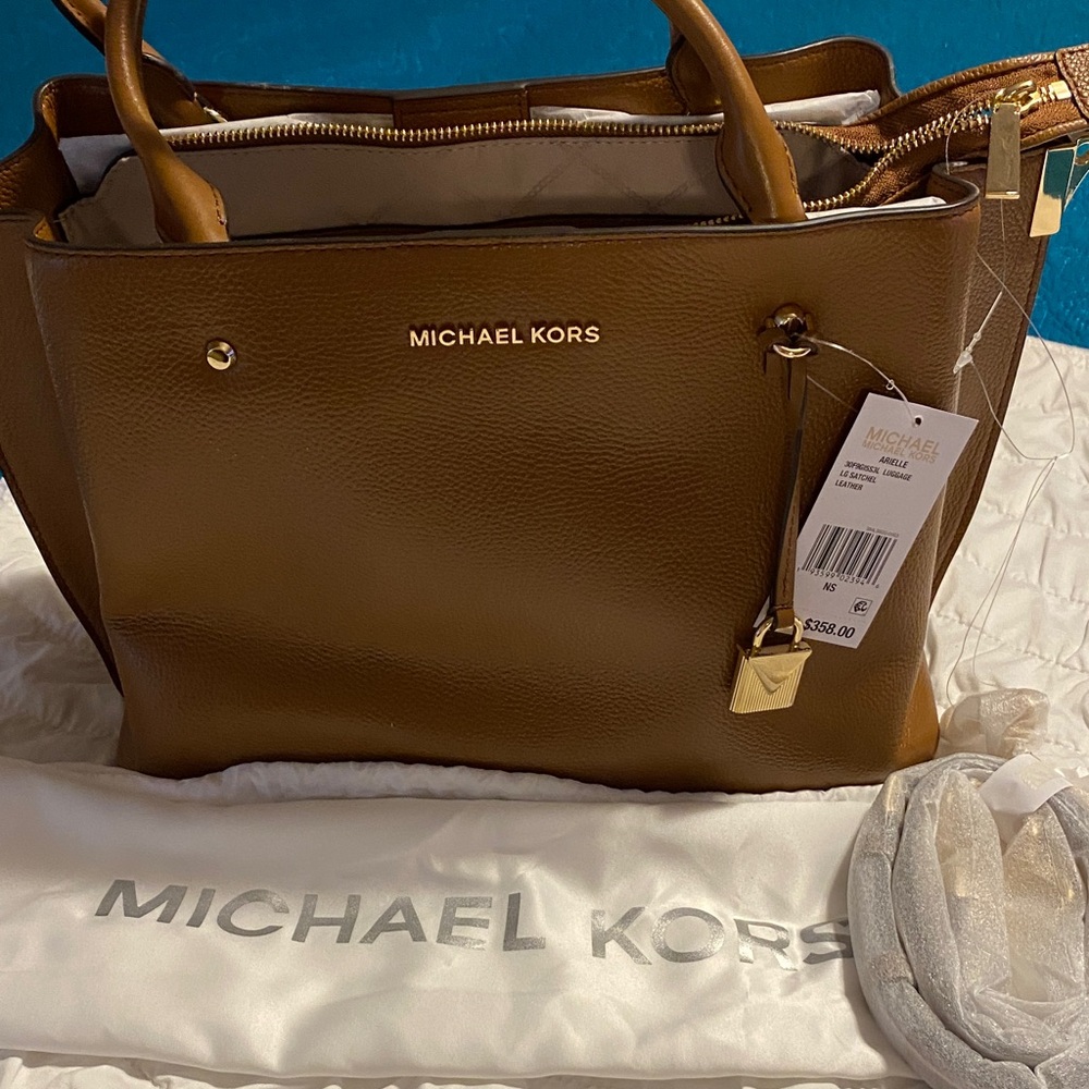 Michael Kors Brown Tote with Gold Accents